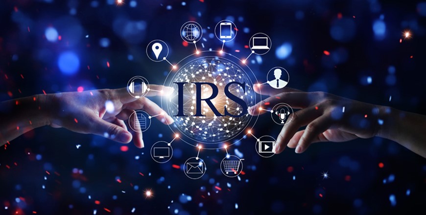 Two hands about to touch in a cyber galaxy with IRS in the center