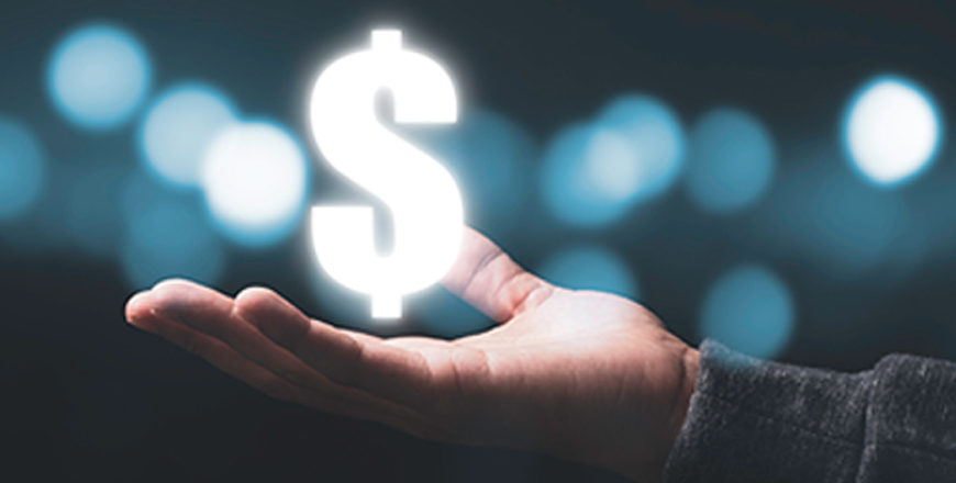 Open palm with dollar sign floating on top