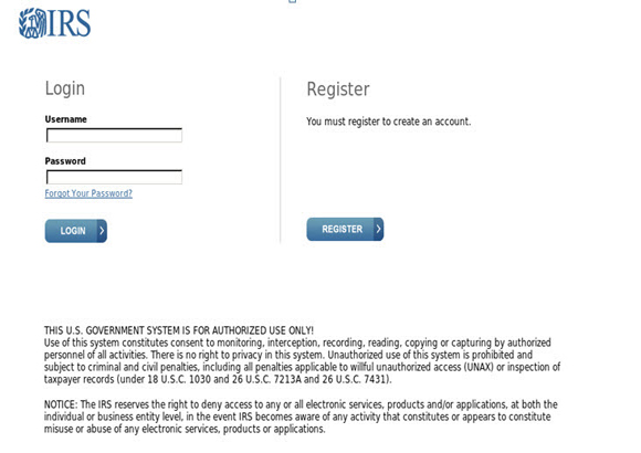 Image depicting a fake IRS login email that includes fake IRS branding.